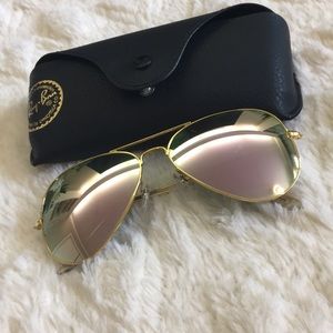 Rose gold mirrored rayban sunglasses
